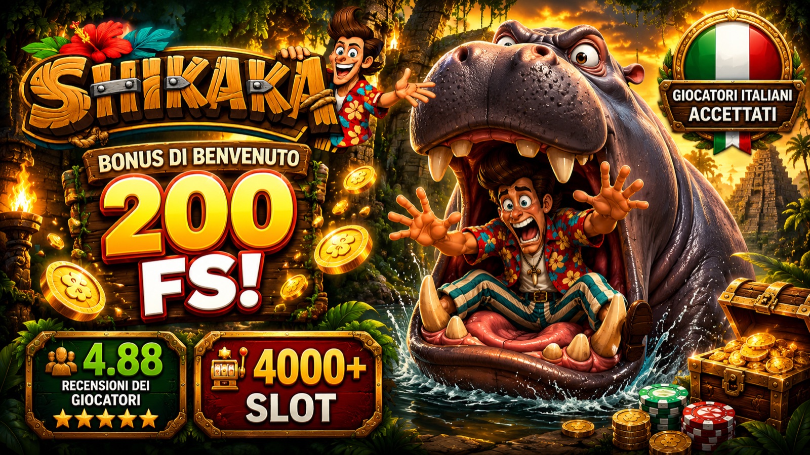 Shikaka Casino — bonus di benvenuto 200 giri gratis